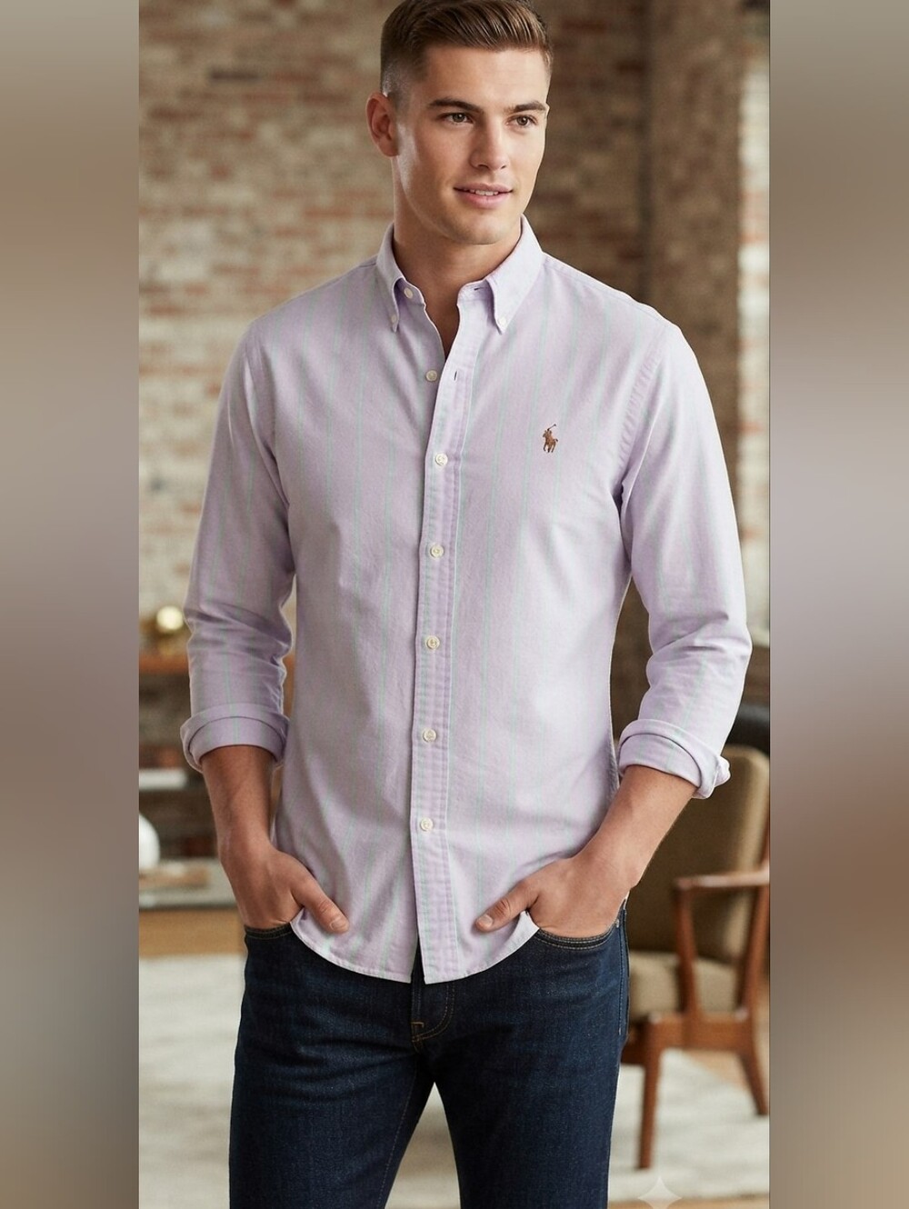 Ralph Lauren Striped Oxford Cotton Button-Down Shirt - 15.5